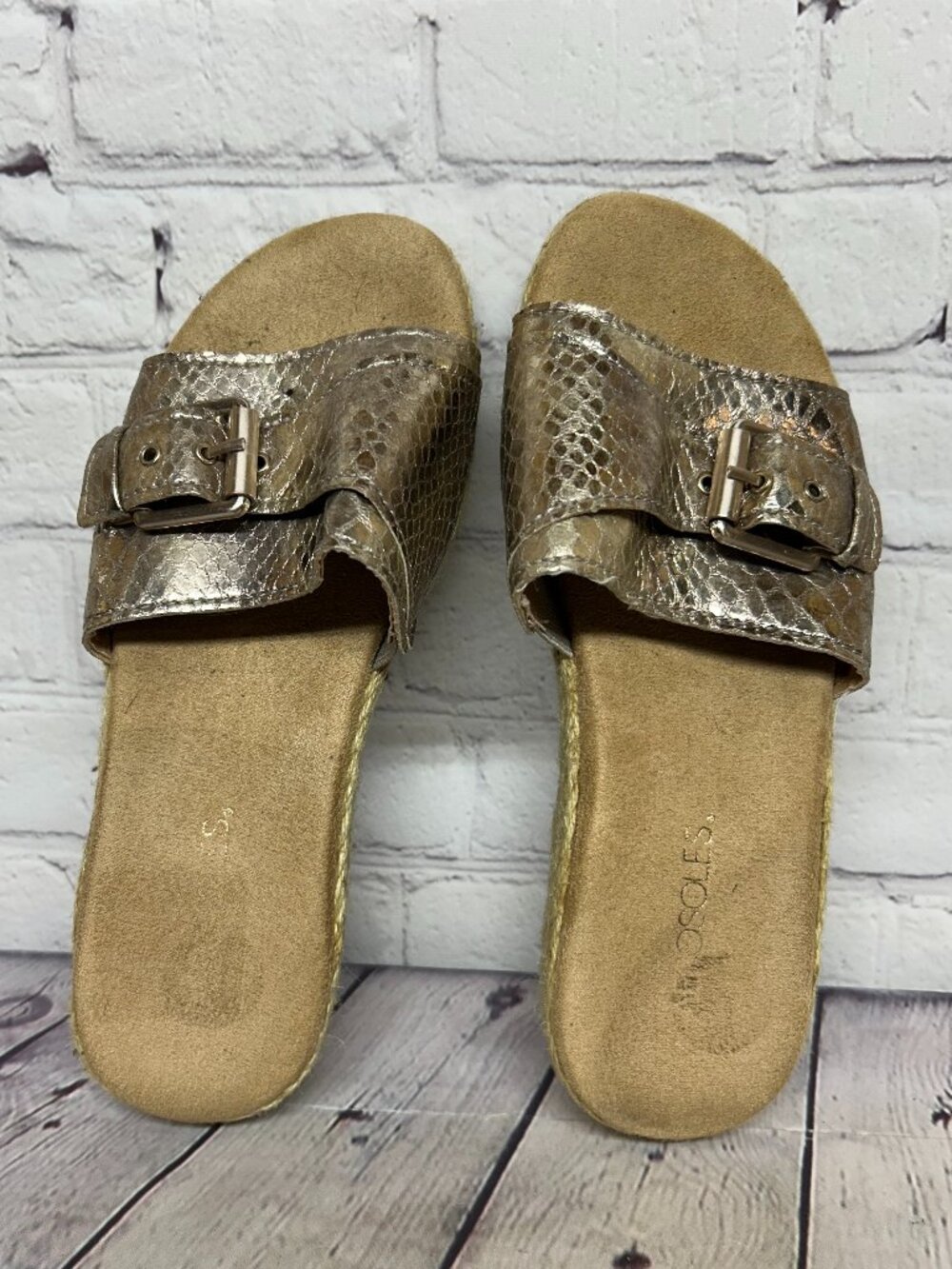 Aerosoles Slippers Women Size 7 Brown Gold
